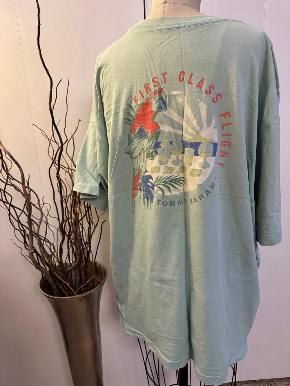 Tommy Bahama Light Green Short Sleeve Tee with Coral Logo - Picture 4 of 5